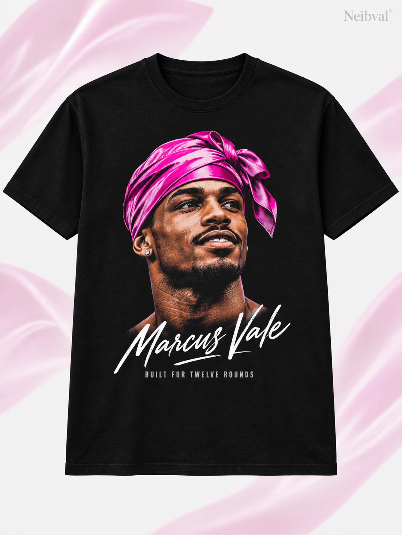 Men's & Women's Boxer Portrait T-Shirt - Bold Grunge Art Pink Headwrap Boxing, Pure Cotton Short Sleeve Round Neck Loose Fit Casual Streetwear Suitable for Boxing Fan Gift, Machine Washable for - Wear
