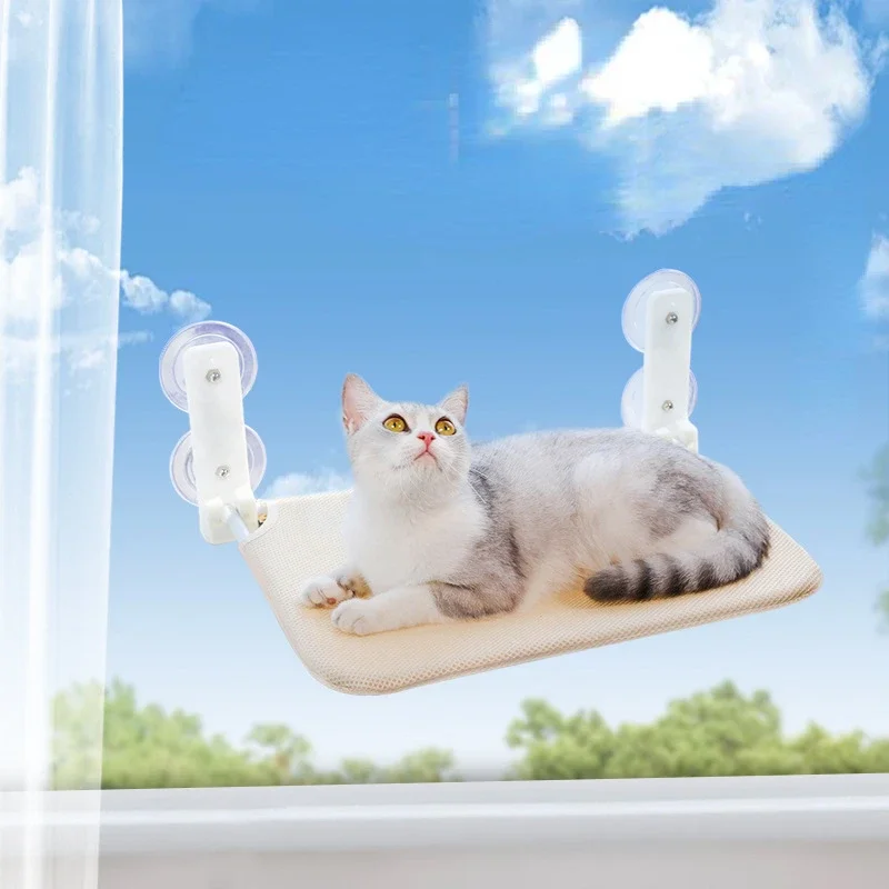 Foldable Cat Window Perch Cordless Cat Window Hammock with 4 Strong Suction Cups Windowsill Cat Beds Seat for Indoor Cats Inside