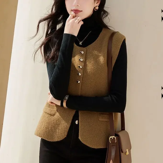 

Korean Knitted Vest Women's Spring and Autumn New Collection Shoulder Sweater Slim and Versatile Stylish Jacket Top JJ1338