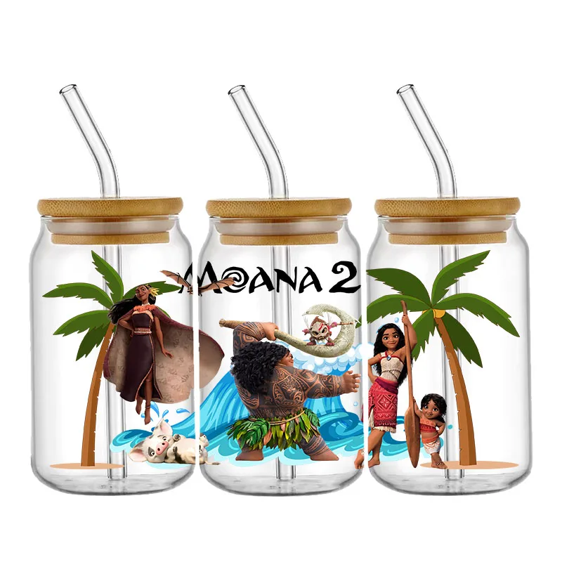 Disney Moana 2 Princess 16oz Sticker Cup Cool Personalize UV Wrap Transfer Sticker Custom Label DIY Logo Selfadhesive Waterproof