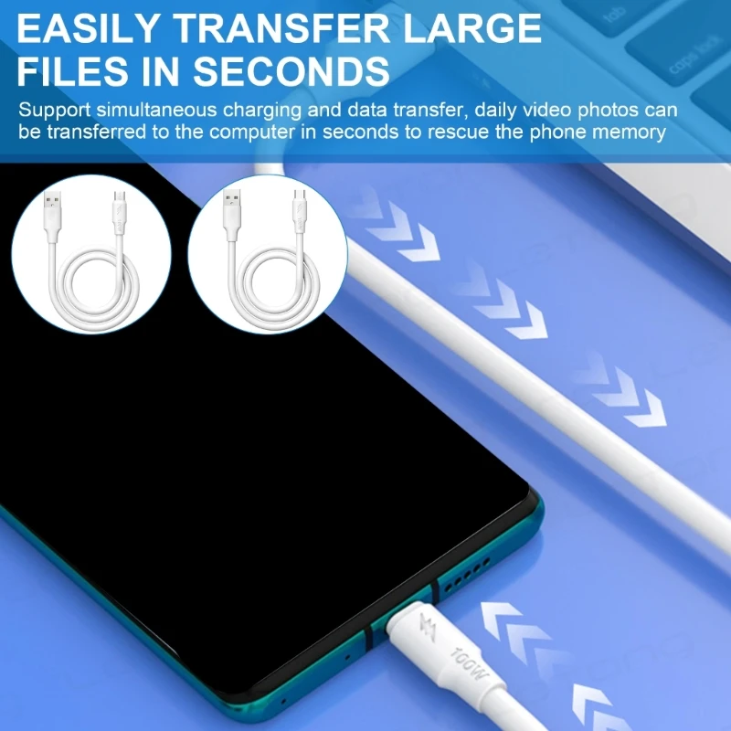 كابل USB مرن من النوع C إلى USB A 120 واط للشحن وكابل البيانات 39.37 بوصة