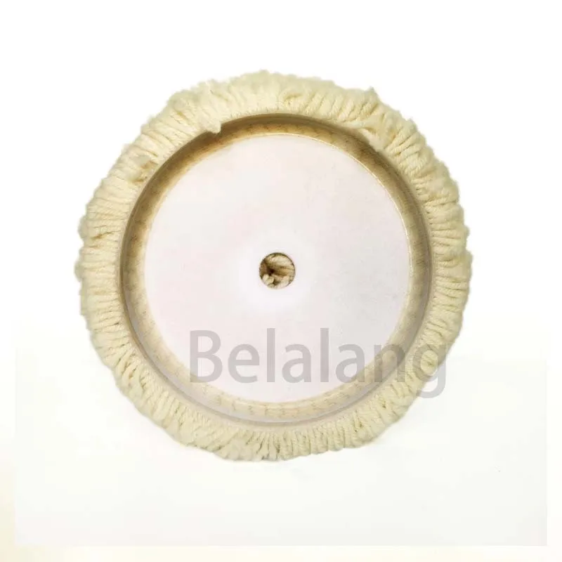 Belalang High Density Single sided Twisted 100%  Natural Wool Polishing PadHook and Loop 8inch