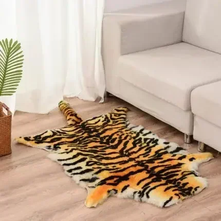 75X110CM Simulation peau de tigre blanc peau de léopard tapis tentures murales en peau de mouton canapé coussin chaise suspendue coussin tapis de voiture