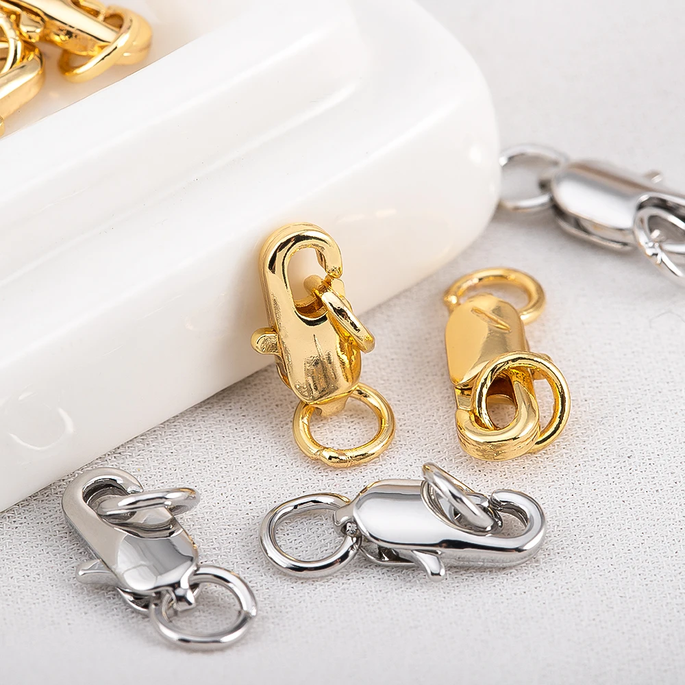 

5pcs Gold Color Brass Lobster Clasp with 10Pcs Open Jump Rings DIY Findings Kits Connector for Bracelet Jewelry Making Wholesale