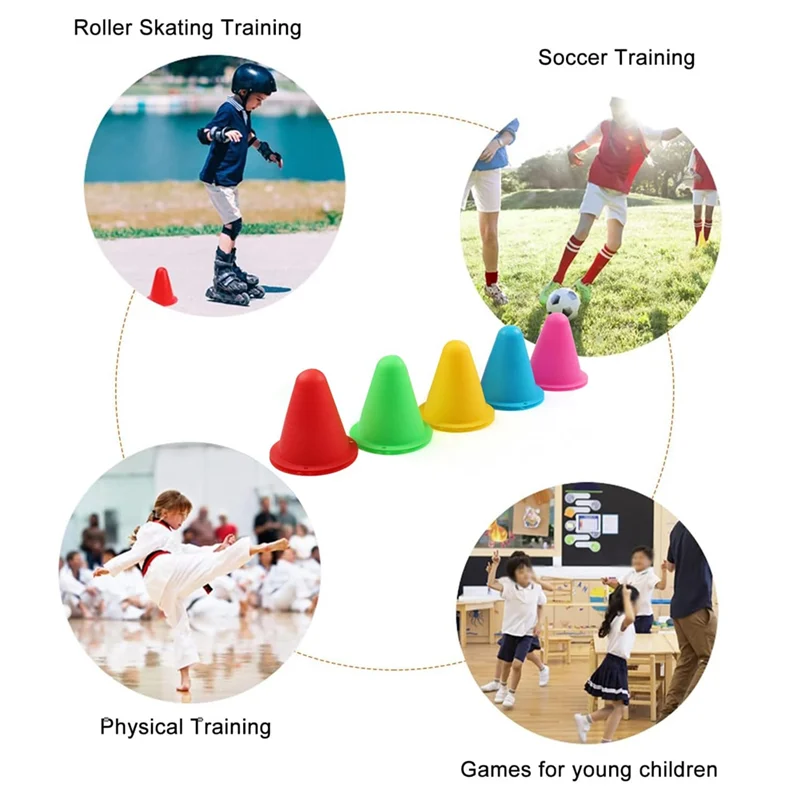 B93B-ソフトプラスチックアジリティフィールドマーカー サッカー、フットボール用 - 屋内/屋外スケート - ドリルやゲーム用のトレーニングコーン 耐久性