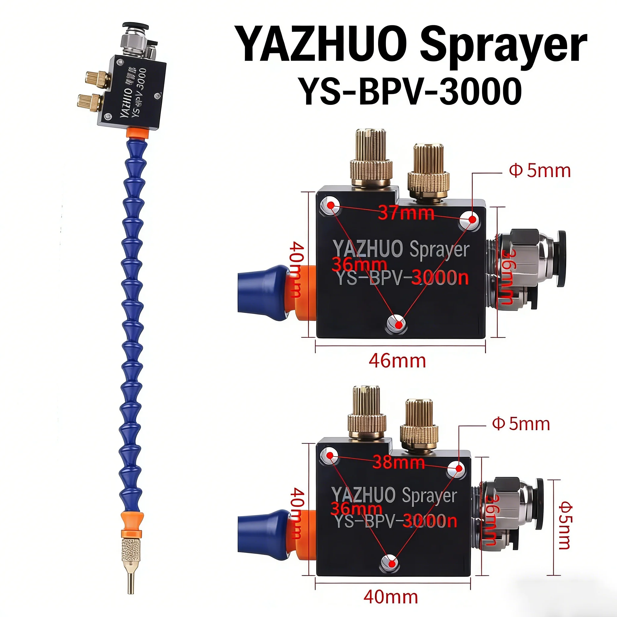 Machine Tool Cooling Sprayer YS-BPV-3000 Water and Air Mixed Cutting Fluid Engraving Machine Nozzle Assembly