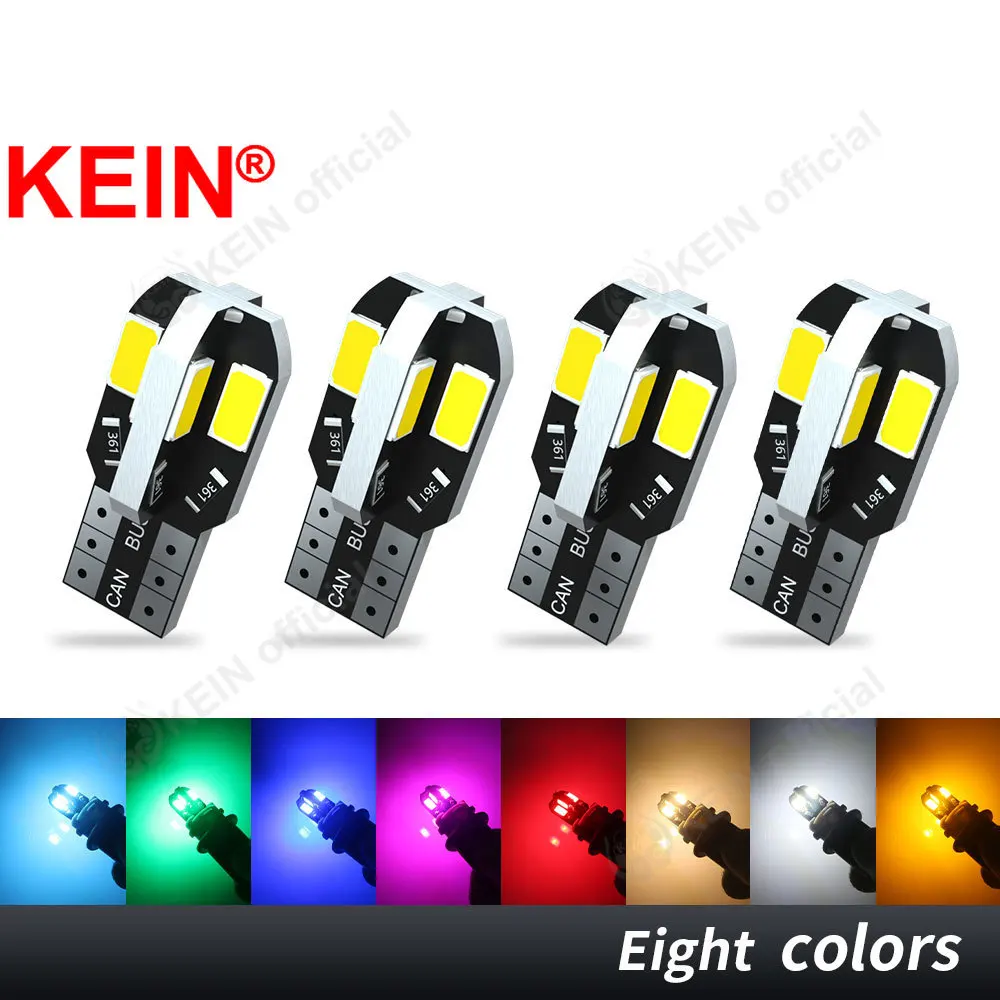 KEIN 10PCS T10 Led Bulb W5W 194 BA9S T4W 5w5 Lamp 8SMD Position ceiling Reading Dome Tail License Plate Car Light Warm White