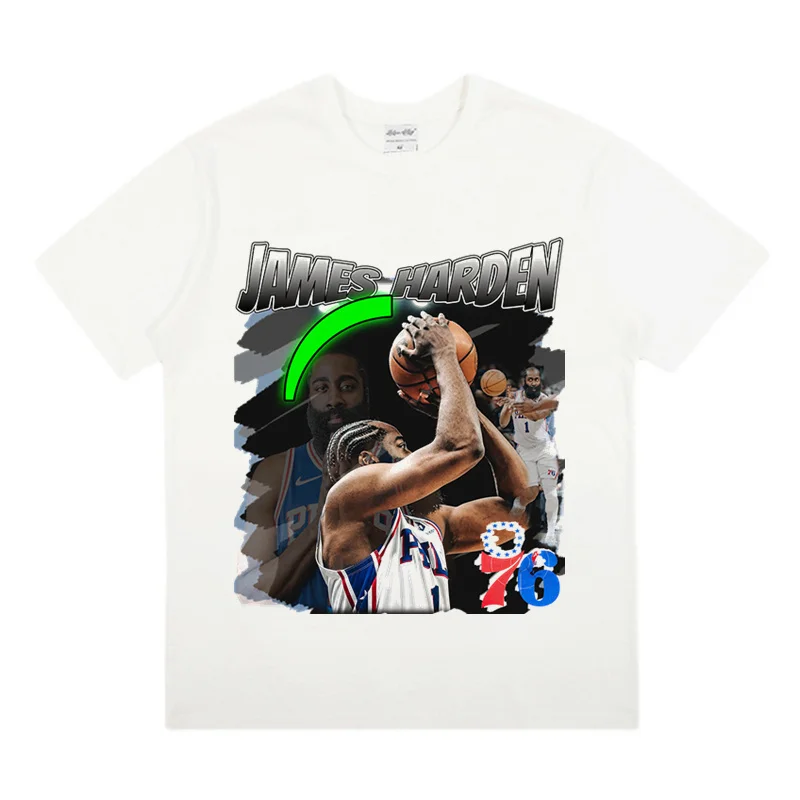 

2025 Harden Basketball Street Retro Instagram Super Fire Digital Direct Print Short-sleeved Rock Hip-hop Long-sleeved T-shirt