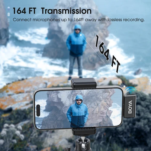 Imagen 2 del producto BOYA Omic D/U micrófono de solapa inalámbrico Lavalier para iPhone iPad Android tipo c Smartphone Youtube grabación en vivo entrevista Vlog