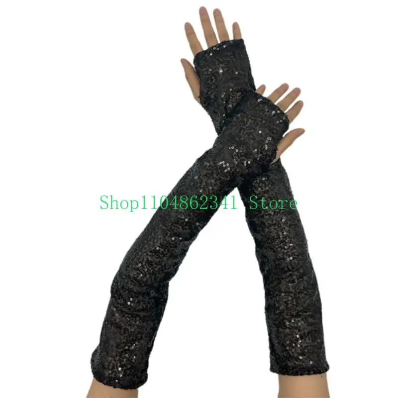 652F 2pcs Novel Club Festival Mittens Punk Fashion Shining Sequins Funny Gloves