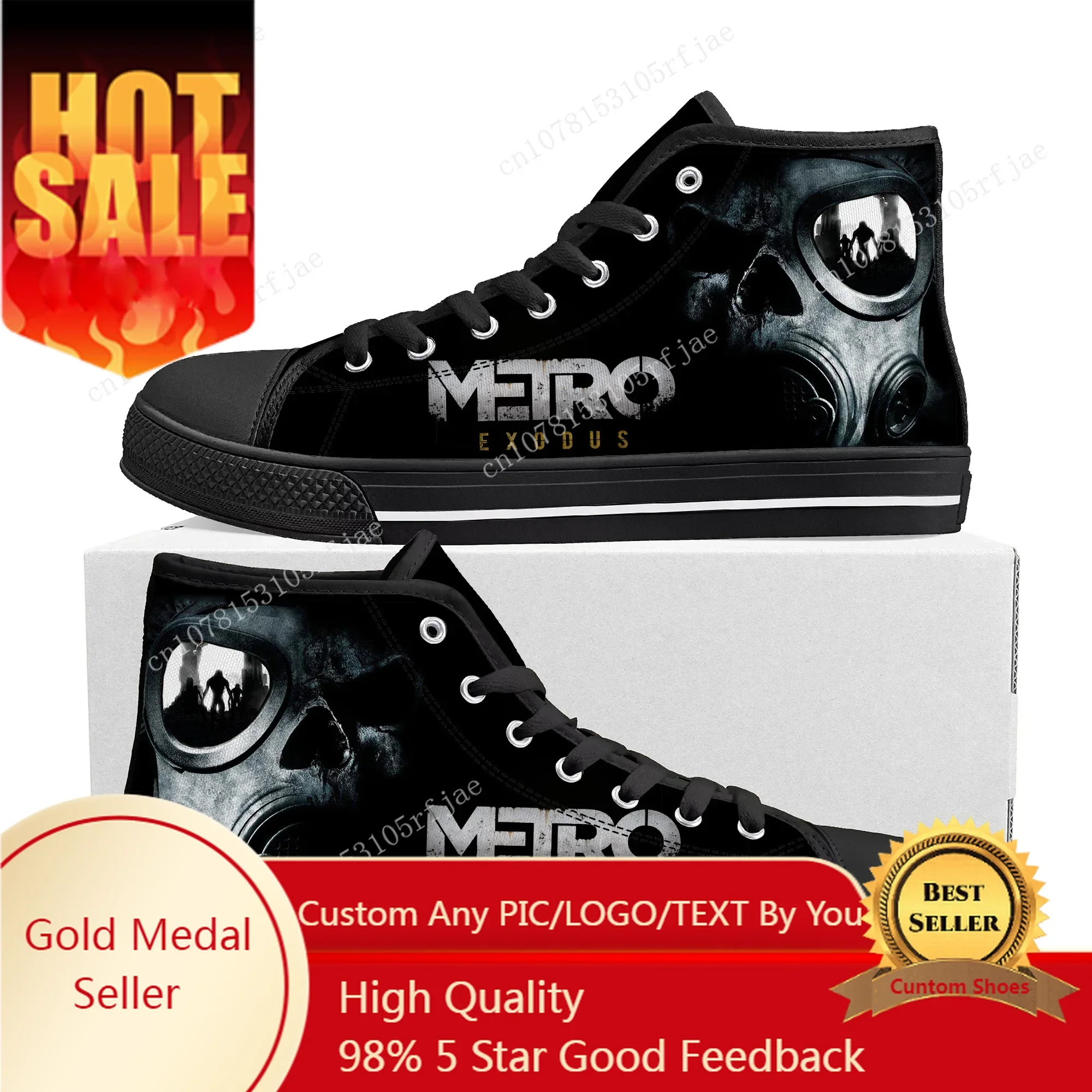 

Metro Exodus High Top Sneakers Cartoon Game Mens Womens Teenager Fashion High Quality Canvas Sneaker Custom Built Couple Shoes