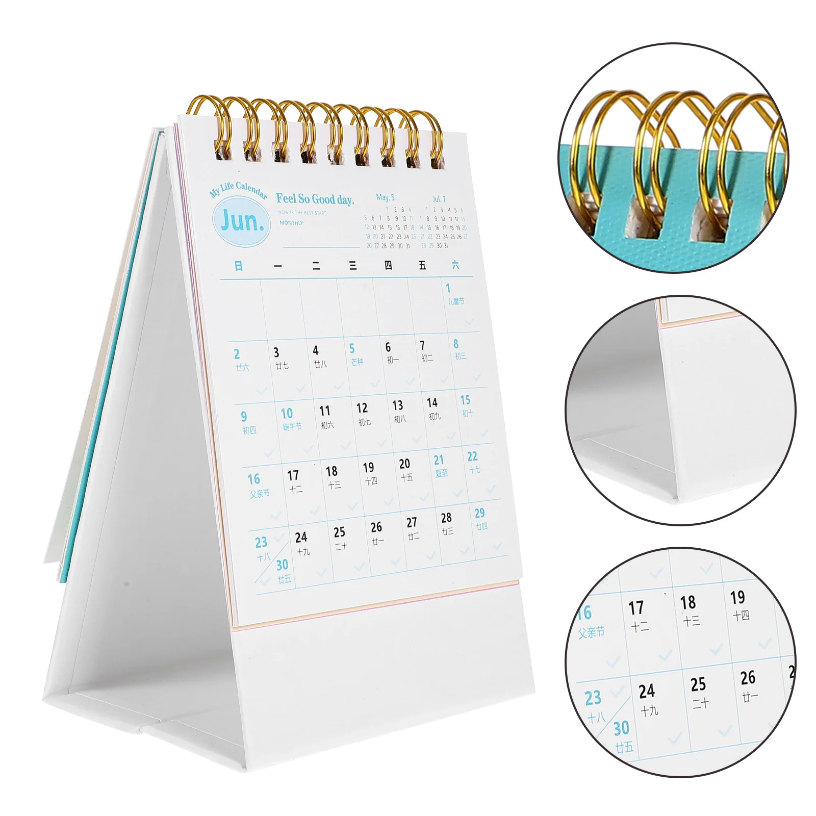 

1pc Desktop 2024 Thick Paper Tabletop Desk Calendar Coil Binding Daily Use Monthly Planner For Office Home Decor