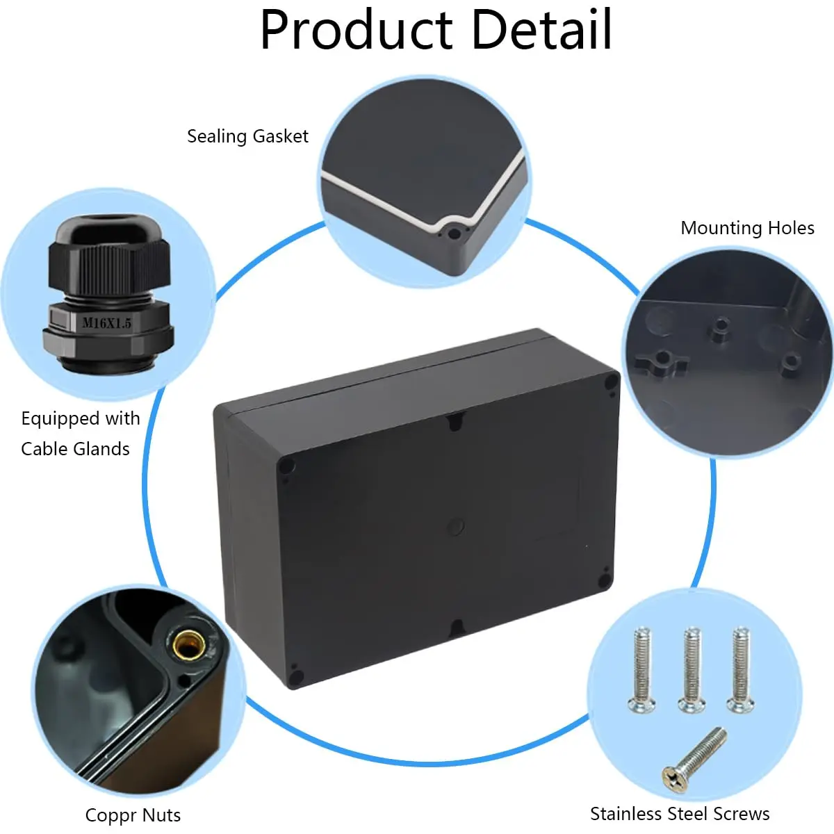 Junction Box Black Waterproof ABS Plastic Electrical Project Case Power Junction Boxes,Project Box Enclosure 9.06x5.90x3.43 inch