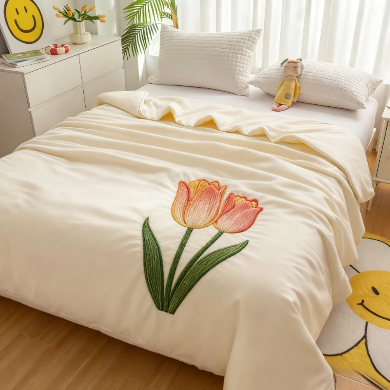 

Всесезонное одеяло премиум-класса в гостиничном стиле — ультрамягкая гипоаллергенная вышивка для зимнего тепла и постельного белья для студенческого общежития