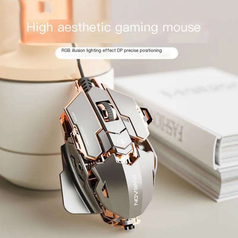 

Esports Game Mechanical Metal Mecha Styling Macro Programming Desktop Computer Laptops Universal Wired Mouse 12800DPI Adjustable