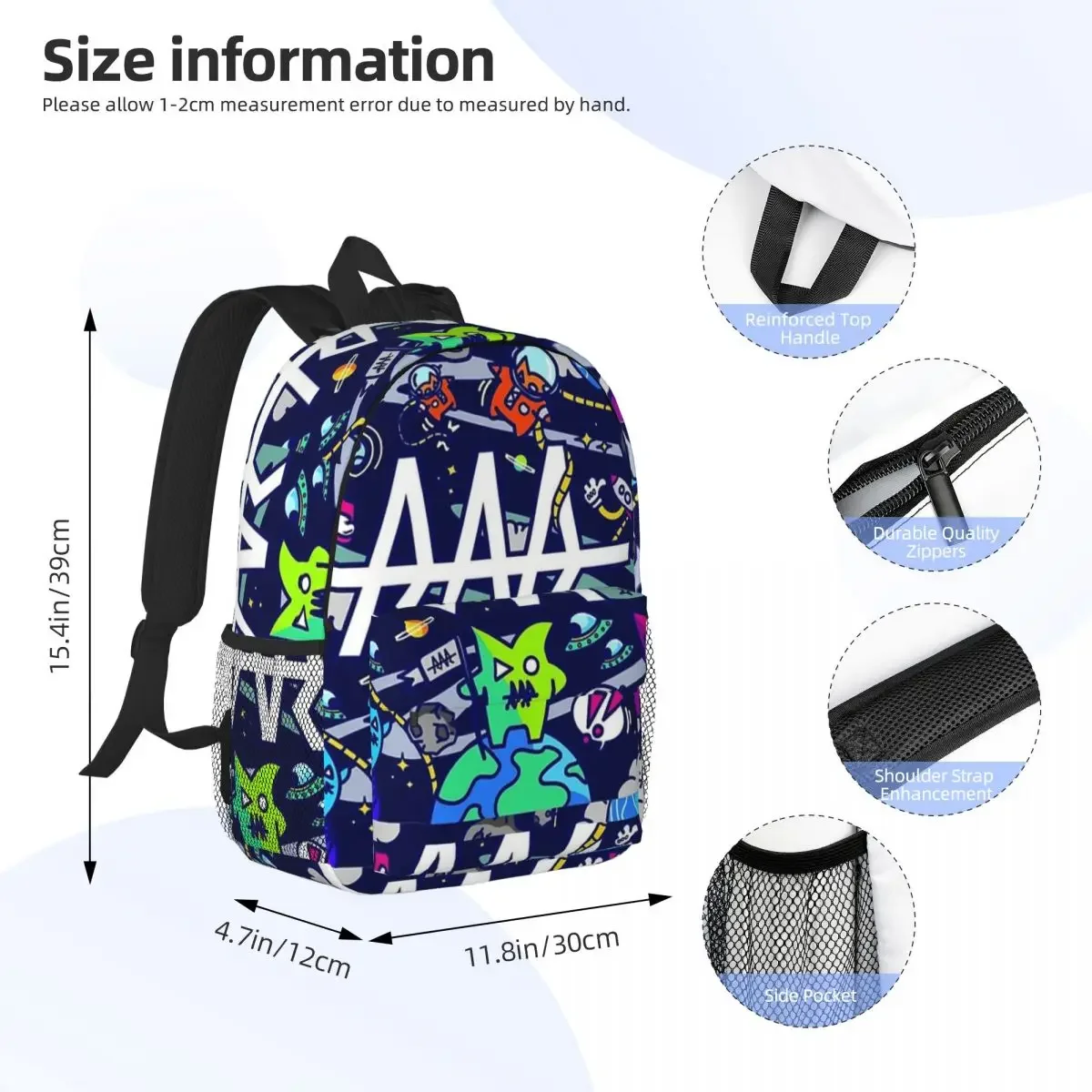 Team RAR Space Monsters Backpacks Boys Girls Bookbag Casual Students School Bags Travel Rucksack Shoulder Bag Large Capacity