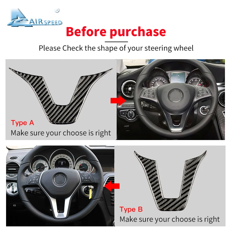 Real Soft Carbon Fiber Steering Wheel Sticker for Mercedes Benz C E Class W203 W204 W205 W211 GLA X156 GLC X253 Accessories