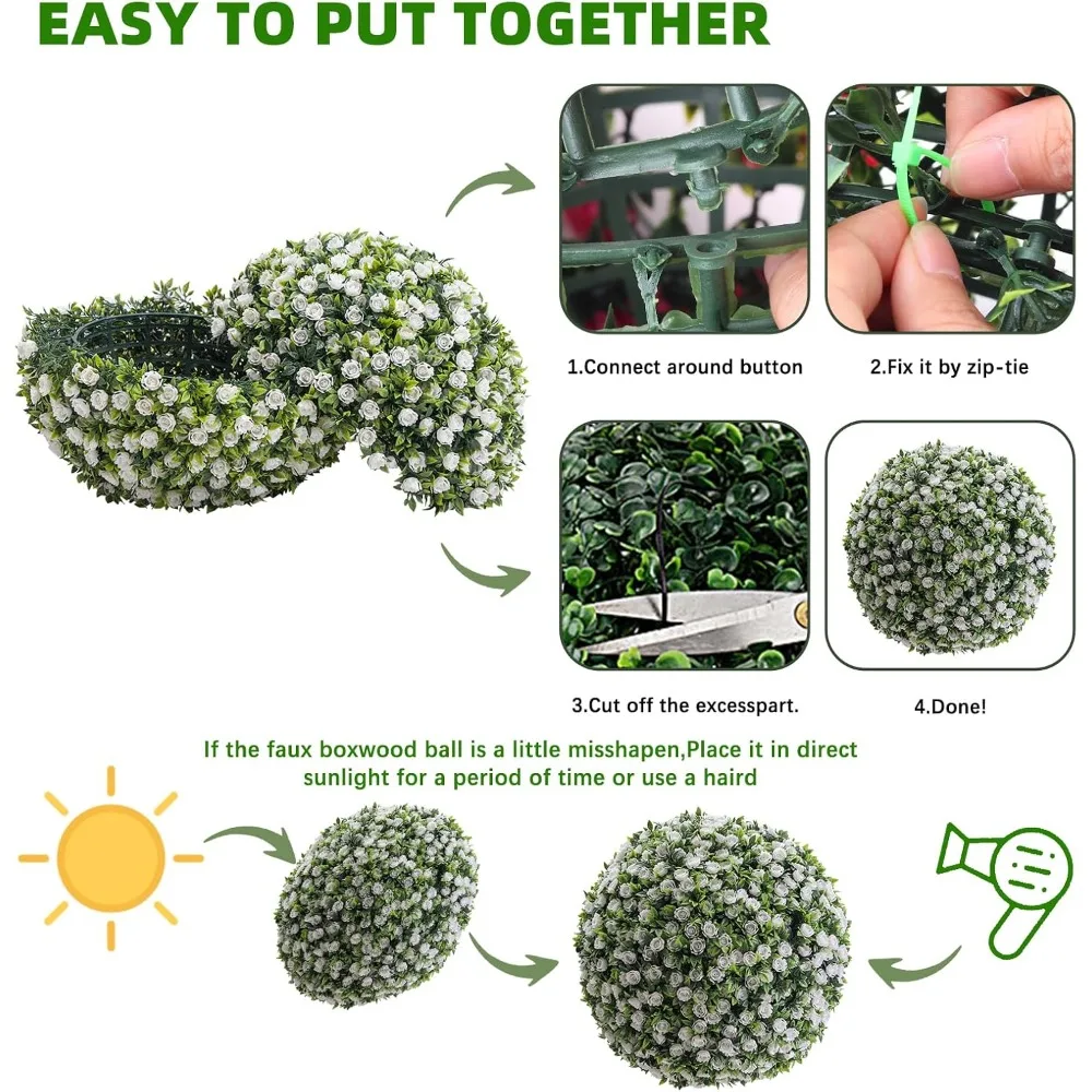 인공 꽃 토피어리 볼 2개 세트, 실내외 장식, 파티오 정원, 웨딩 장식