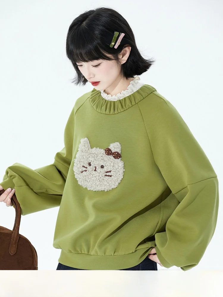 

Очаровательный вязаный пушистый длинный светящийся круглый свитшот Ne, женский зимний молодежный свитер с вышивкой, удобный...