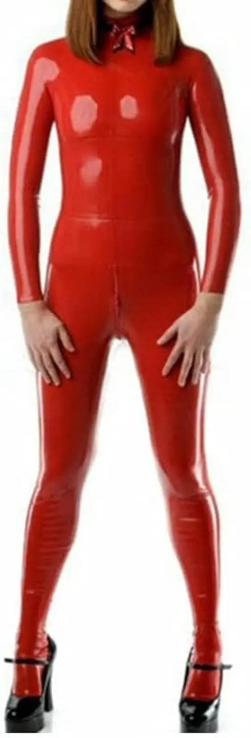 

Handmade Neck Entry Double Shoulders Zipper Women's Full Body Latex Tight Jumpsuit Rubber Catsuit