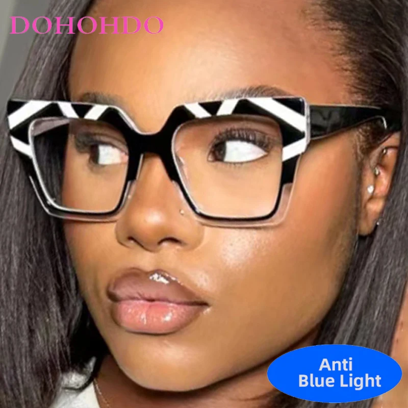 

Punk Personality Fashion Big Square Frame Anti-Blue Light Women Men Glasses Designer Brand Use Computer Optical Eyeglasses Очки