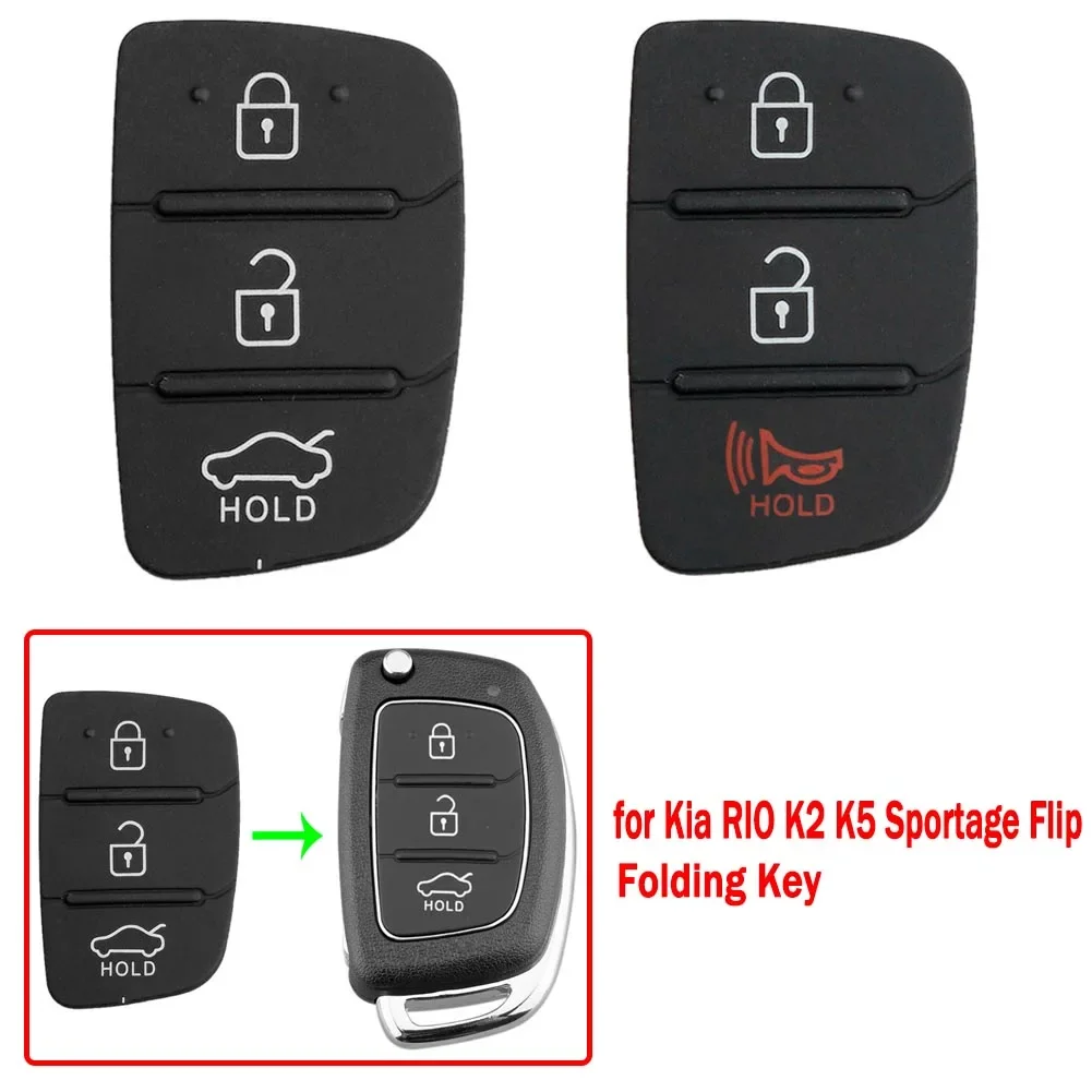 

Car 3 Button Remote Key Fob Case Rubber Pad For Hyundai i30 i35 iX20 Solaris Verna for Kia RIO K2 K5 Sportage Flip Key New Parts