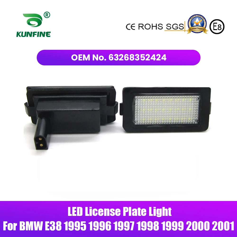 2PCs Car LED Number License Plate Light LED License Lamp For BMW E38 1995 1996 1997 1998 1999 2000 2001 OEM No. 63268352424