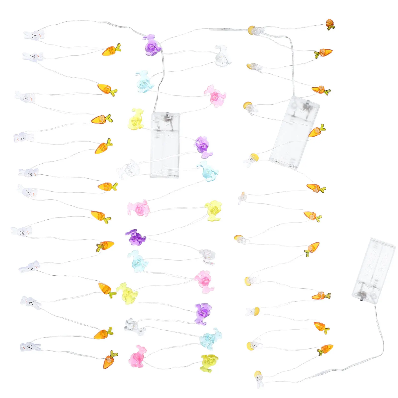 

3Pcs Easter Decoration Lights LED String Carrot Bunny Rabbit Fairy Lights 2M Powered Waterproof Copper Wire for Indoor