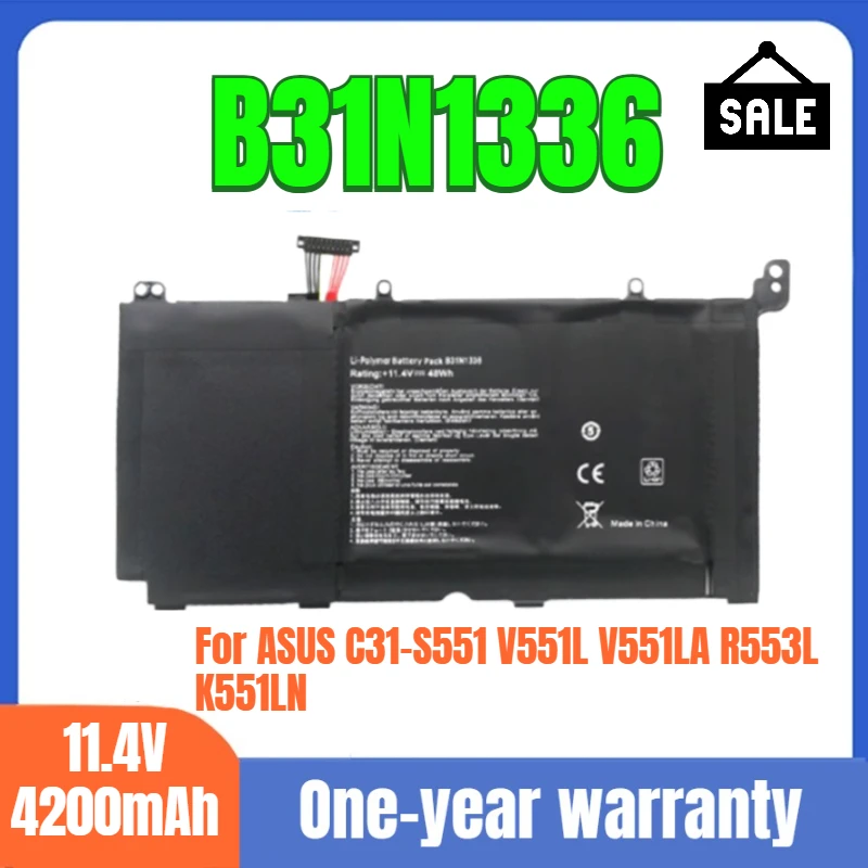 

B31N1336 ASUS laptop battery for ASUS C31-S551 V551L V551LA R553L K551LN high quality battery 11.4V 4200mAh