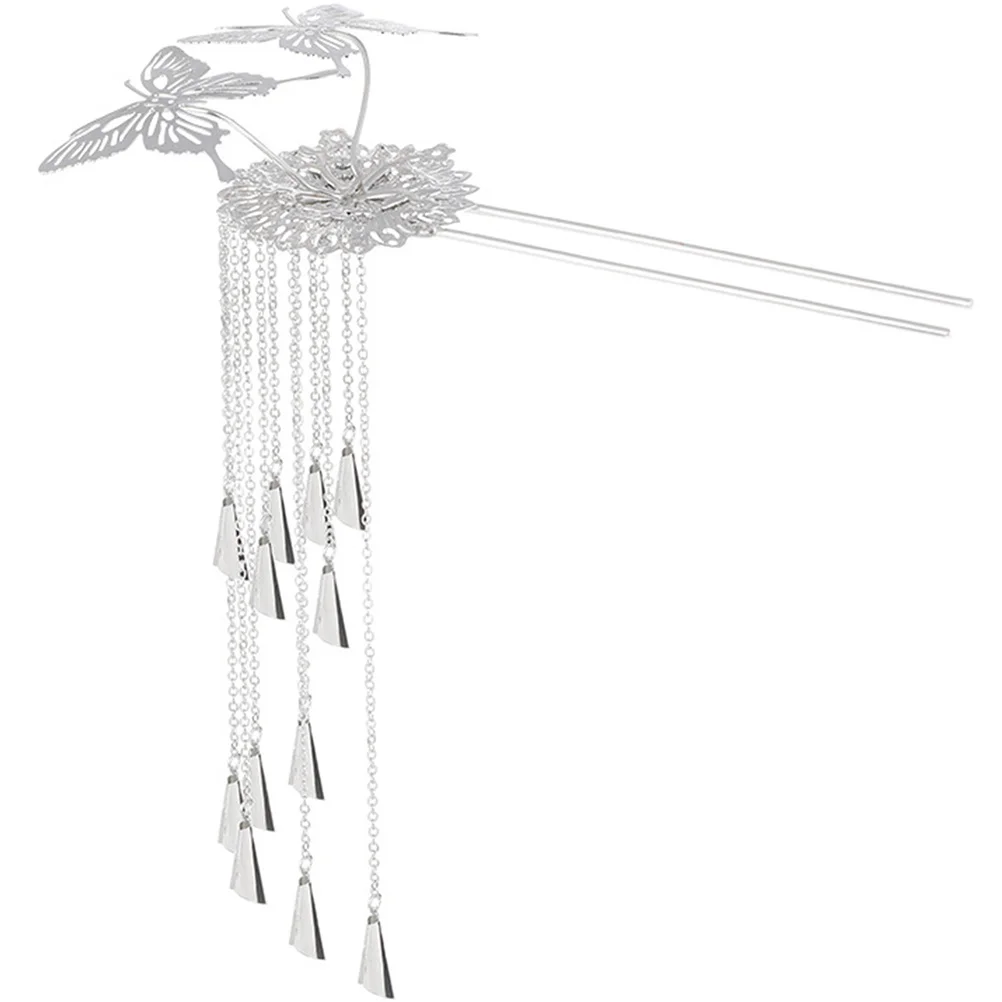 

Butterflies Chinese Tassel Hair Stick U Shaped Metal Hairpin Elegant Hair Fork for Cosplay Birthdays Weddings Hanfu Accessories