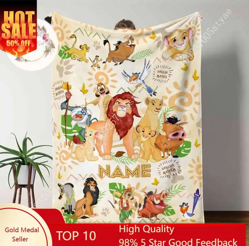 

Lion King Simba Blanket Disney Cartoon Plush Blanket Soft Indoor Decoration Child Holiday Party Boy Girl Gifts Warm Custom Quilt