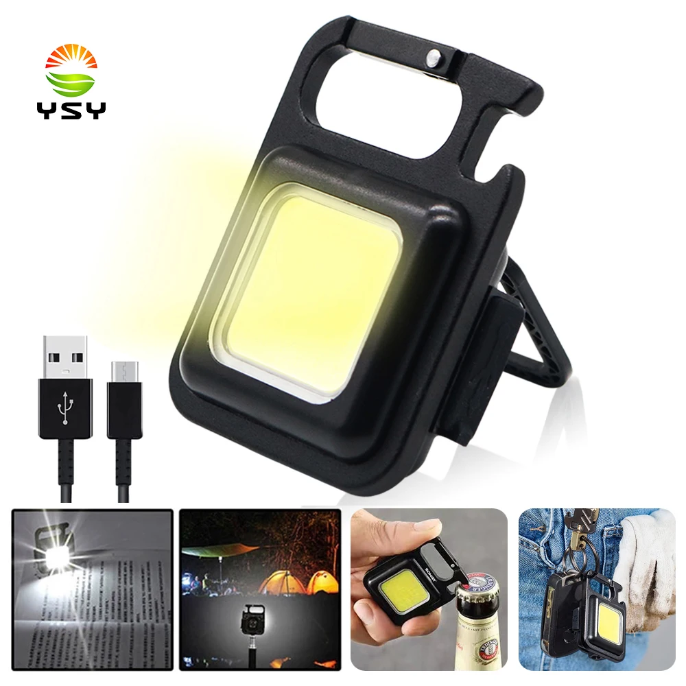 1PC Multifunctional Mini Glare COB Keychain Light USB Charging Emergency Lamps Strong Magnetic Repair Work Outdoor Camping Light