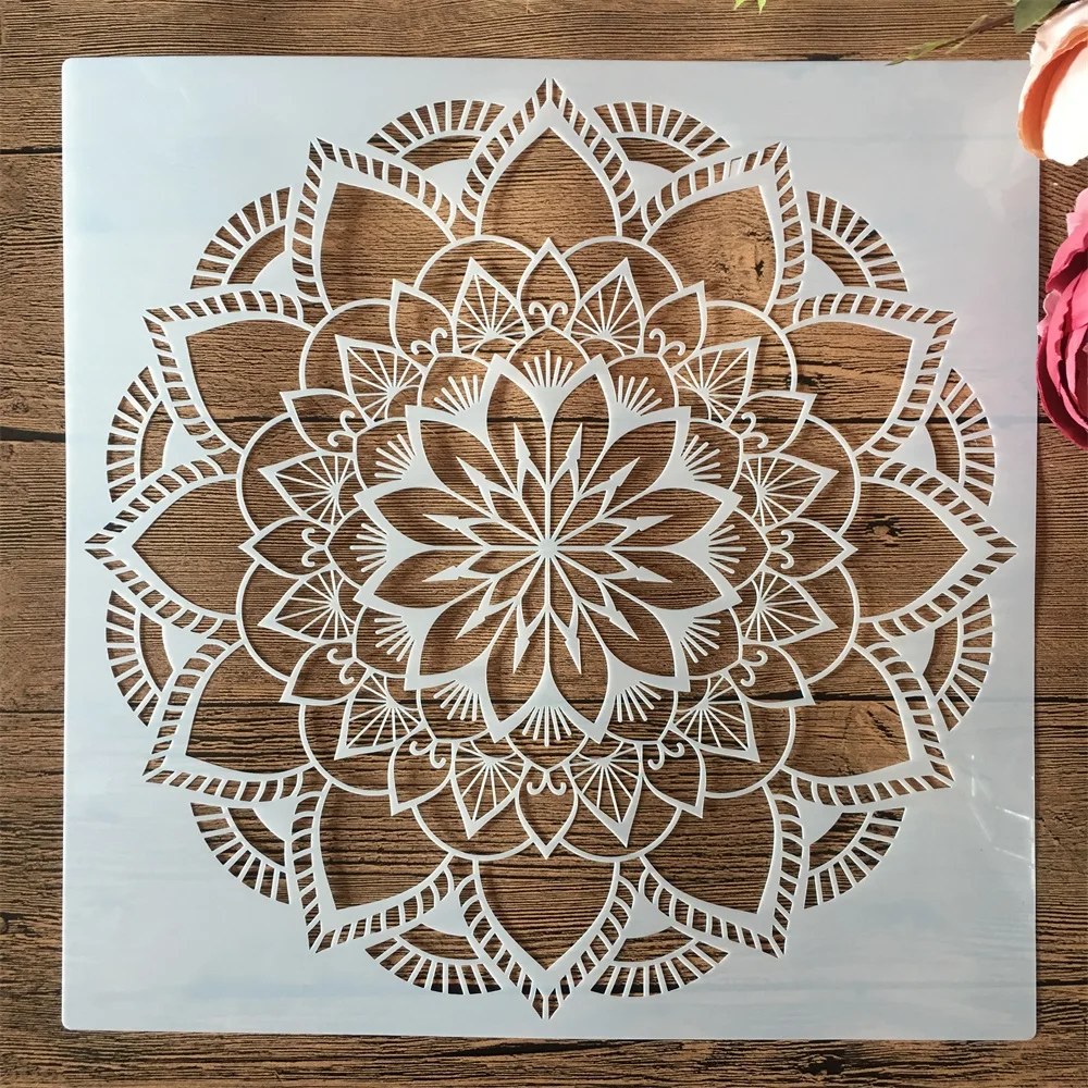 30*30cm geometria Mandala warstwowe okrągłe DIY warstwowe szablony malowanie kolorowanka szablony do albumu szablon do dekoracji