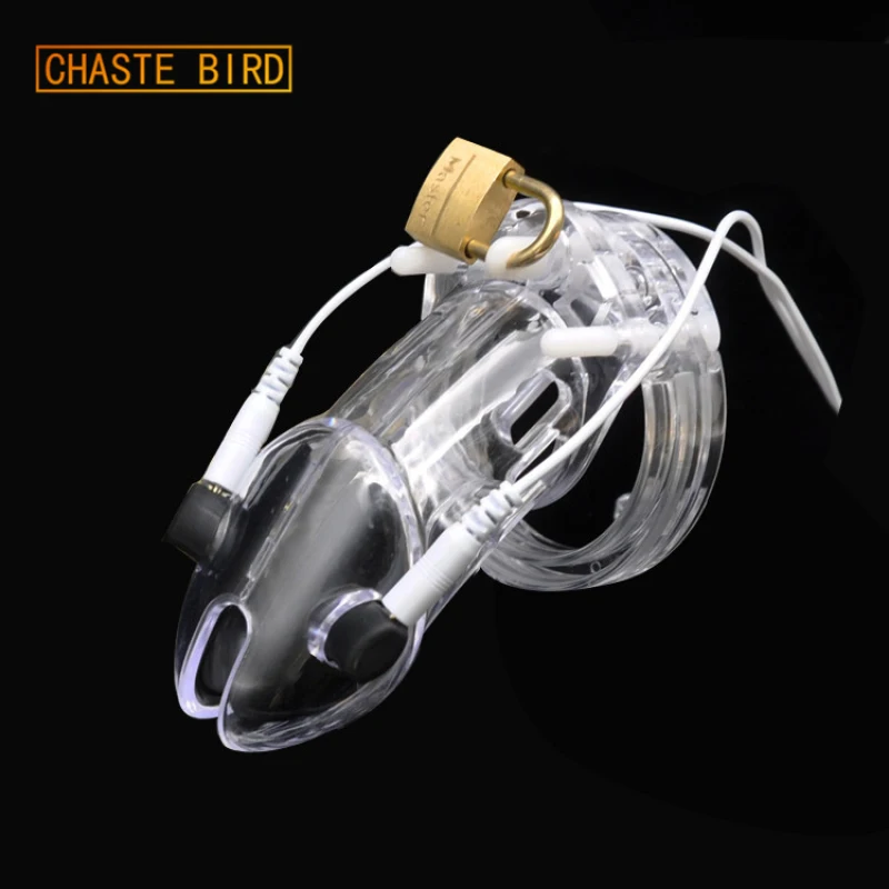 CHASTE BIRD Standard Cage Male Electro Chastity Device (ECB) Shock Belt Cock Penis Lock Plastic Adult Sleeve Sex Toys A191