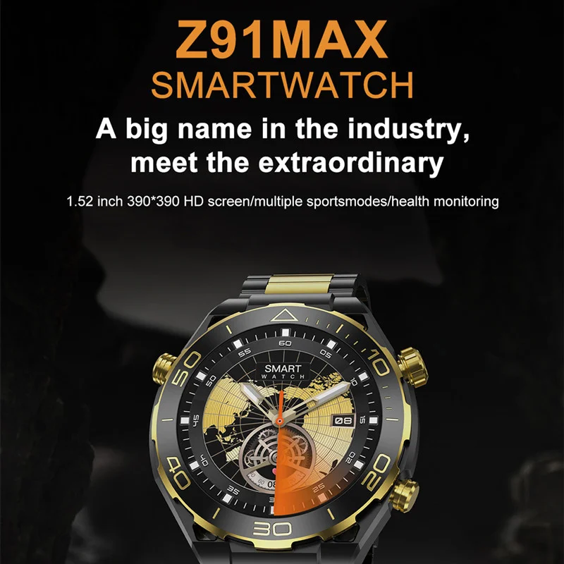 Z91 Pro Max Smart Watch Men 1.52inch HD Screen AI Voice Bluetooth Call Health Monitoring Outdoor Sports Smartwatch