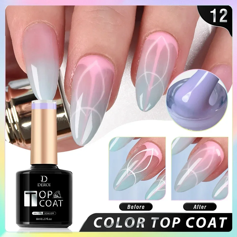 8ml Nude No Wipe Gel Top Coat Aurora Blue Glitter Solid Topcoat Super Jelly Pink Varnish Gel Soak Off UV Gel Polish Nail Art