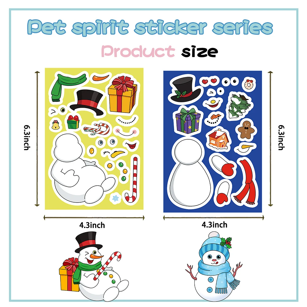 8/16 ورقة عيد الميلاد ثلج لغز ملصقات DIY بها بنفسك ثلج تجميع بانوراما الشارات حفلة جعل وجه اللعب الديكور الهدايا #6