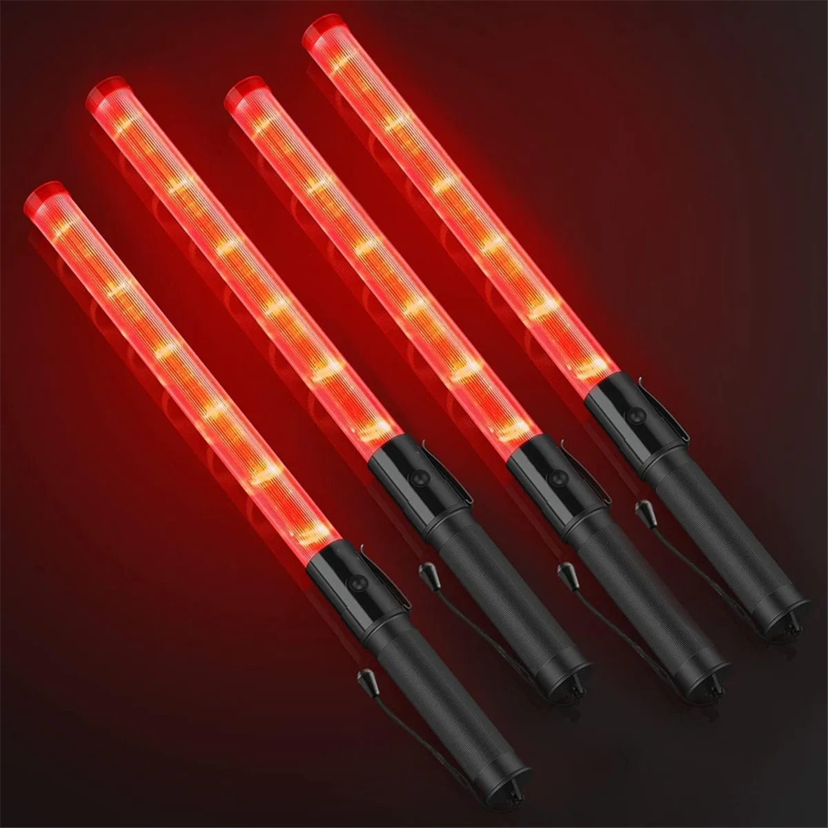 Supernew  4Pack Traffic Wand 21Inch Led Traffic Control Wand Safety Light Wand with 2Flashing Modes Air Marshaling Signal Wand