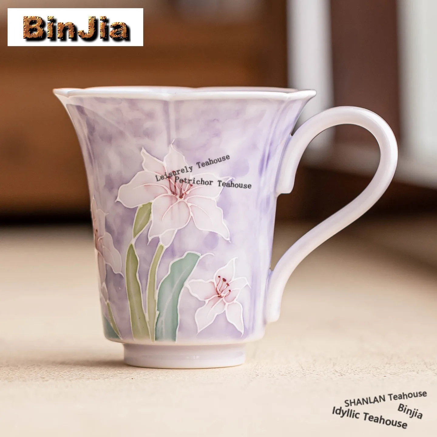 

117 мл ручная роспись фиолетовая чайная чашка с лилией, чайная чаша в стиле дзен, набор чайных чашек, персональная чашка для дегустации чая, чашки Chazhan Master, принадлежности для кафе