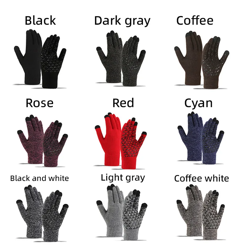 Workout Gloves for Men Knitted Thickened Thermal Touchscreen Cycling Gloves Daily Casual Wear Windproof Cold-Proof Unisex Design
