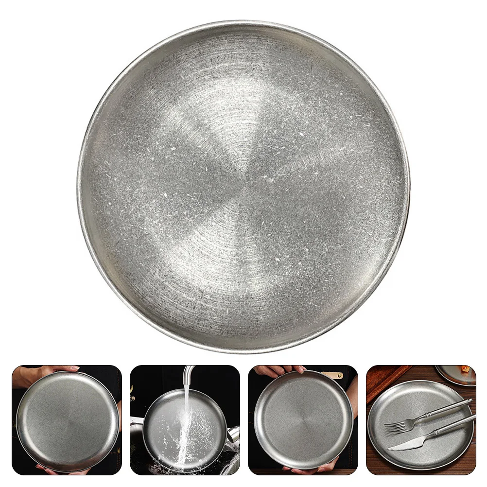 

Meat Plate Stainless Steel Food Serving Tray Multi-Purpose Snack Dish Bbq Steak Container Compact Fruit