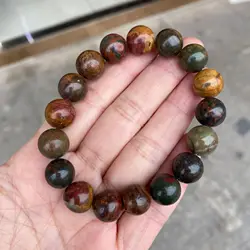 Wholesale Natural Stone Red Picasso Jasper Smooth Bead Elastic Bracelet Round Healing Crystal Beads Yoga Meditation Jewelry