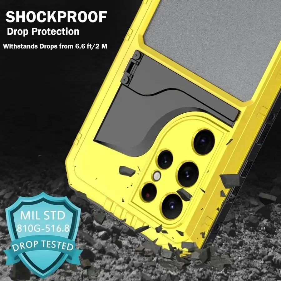 For Galaxy S23 Ultra S22 Plus IP68 Aluminum Metal Waterproof Case Underwater Diving Heavy Duty Shockproof Cover Screen Protector