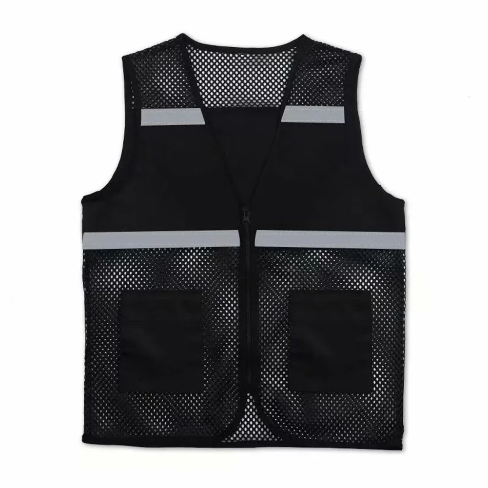 New Men And Women Fishing Net Strip Printed Workwear Summer Mesh Vest Breathable Reflective Volunteer Vest Male Work Uniform