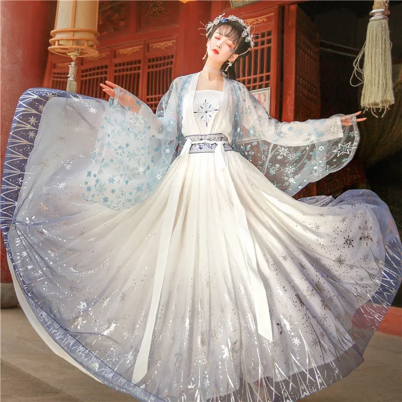 

2023 Summer New Chinese Style Hanfu Dress Women's Fairy Dance Costume Cosplay Princess Clothing Carnival Halloween Costume 4PCS