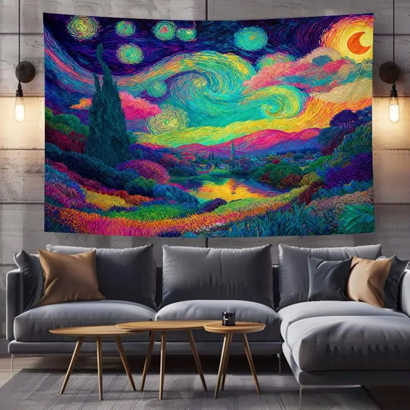 VIKAMA Fantasy World Map Tapestry Medieval Treasure Wall Hanging Vintage Travel Art for Living Room Decor