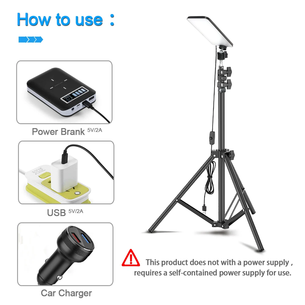 Outdoor Camping Light Portable Multi-functional LED Lamp Rechargeable Work Lamp Telescoping Adjustable Tripod USB Powered