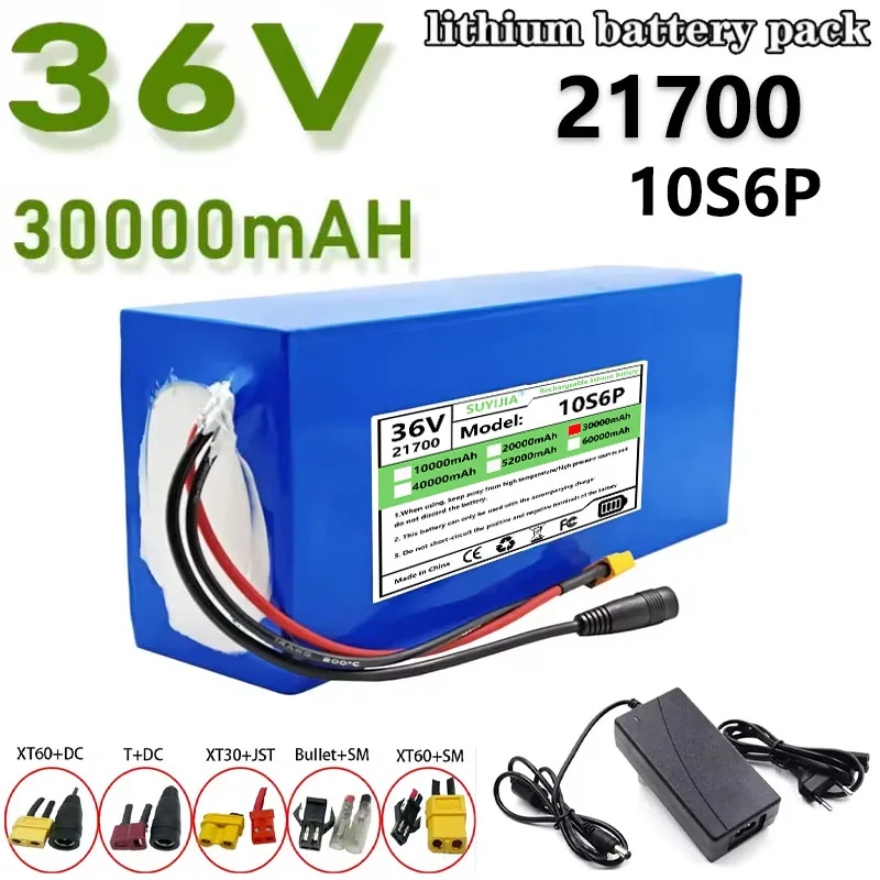 36V 30Ah 10s6p 21700 batterie au Lithium 500w 800w 1000w 1200w 1500w Batteries cellule intégrée BMS 42V chargeur