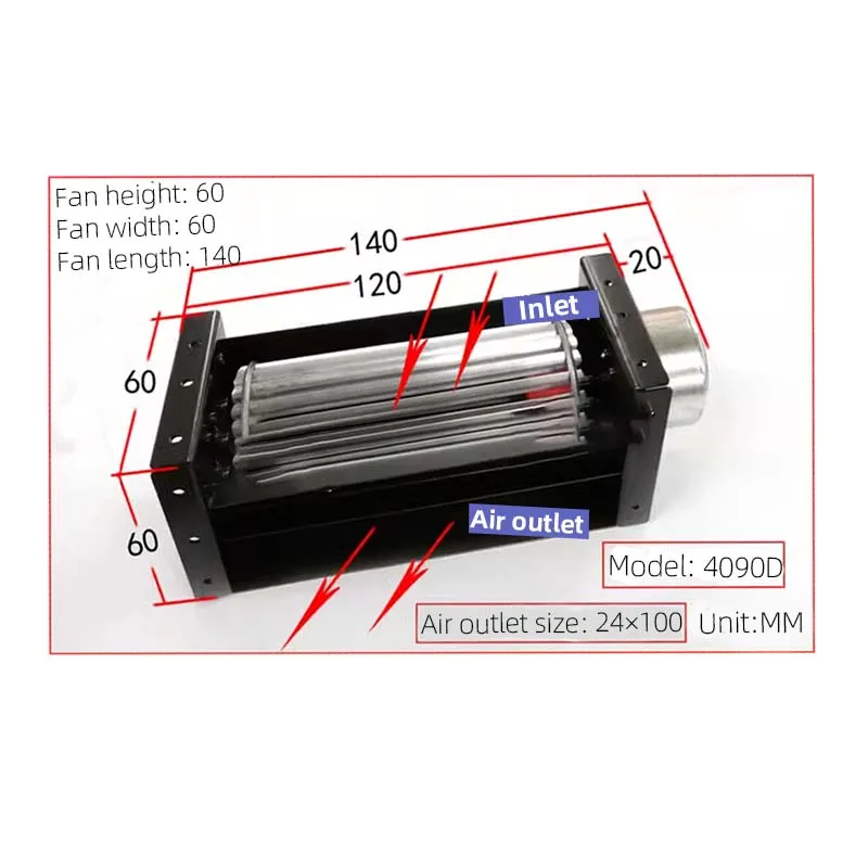 24V Brushless DC Cross Flow Blower 40cm Ball Bearing Quiet Large Airflow Ventilation Cooling Fan view 2