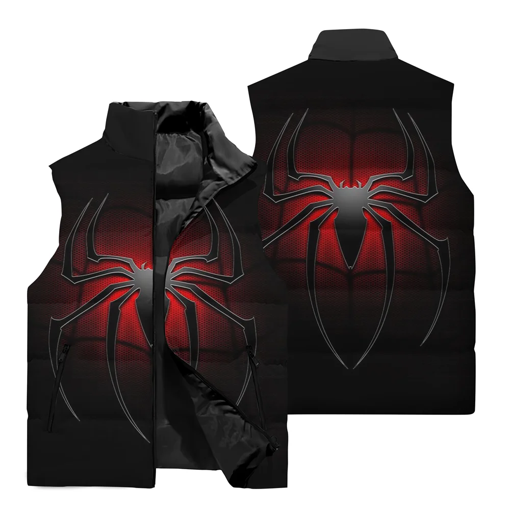 Winter Men\'s Sleeveless Jacket 3D Printed Marvel Spider-Man Pattern Fashion Street Sleeveless Vest Sports and Leisure Men\'s Vest